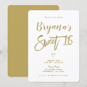 Convite Branco e Dourado Moderno Minimalista Chique Sweet