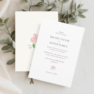 Convite Branco e Marfim Floral de Aquarela Chic para Cas