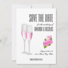 Convite Branco elegante moderno Save The Date Casamento I