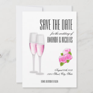 Convite Branco elegante moderno Save The Date Casamento I