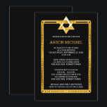 Convite Branco | Estrela Tom Dourada de David Bar Mitzvah<br><div class="desc">Simples e elegante tom preto e dourado Estrela do convite de celebração do Bar David Mitzvah. Design original criado por Designs Holiday Hearts (todos os direitos reservados). Se você precisar de assistência para personalizar este design para seu evento, envie um e-mail para info@holidayheartsdesigns.com e ficaremos felizes em ajudar sempre que...</div>