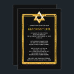Convite Branco | Estrela Tom Dourada de David Bar Mitzvah<br><div class="desc">Simples e elegante tom preto e dourado Estrela do convite de celebração do Bar David Mitzvah. Design original criado por Designs Holiday Hearts (todos os direitos reservados). Se você precisar de assistência para personalizar este design para seu evento, envie um e-mail para info@holidayheartsdesigns.com e ficaremos felizes em ajudar sempre que...</div>