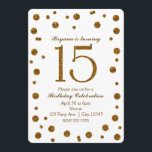 Convite Branco & festa de aniversário Dourado do doce 15<br><div class="desc">Branco & convites de festas de aniversários Dourados do doce 15 dos pontos do brilho.</div>