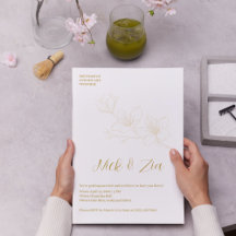 Branco Mínimo de Flor Dourada Whimsical