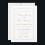 Convite Branco moderno e mínimo Dourado<br><div class="desc">Estas lindas e modernas cores brancas e douradas são perfeitas para adicionar elegância ao seu convite de casamento.</div>