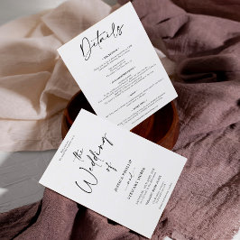 Convite Branco negro elegante, tudo em um casamento de cal