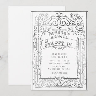 Convite Branco & Prata Deco Vitoriano Vintage Doce 16