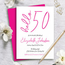 Branco Preto Rosa Qu quente Olá 50 Fabuloso Aniver