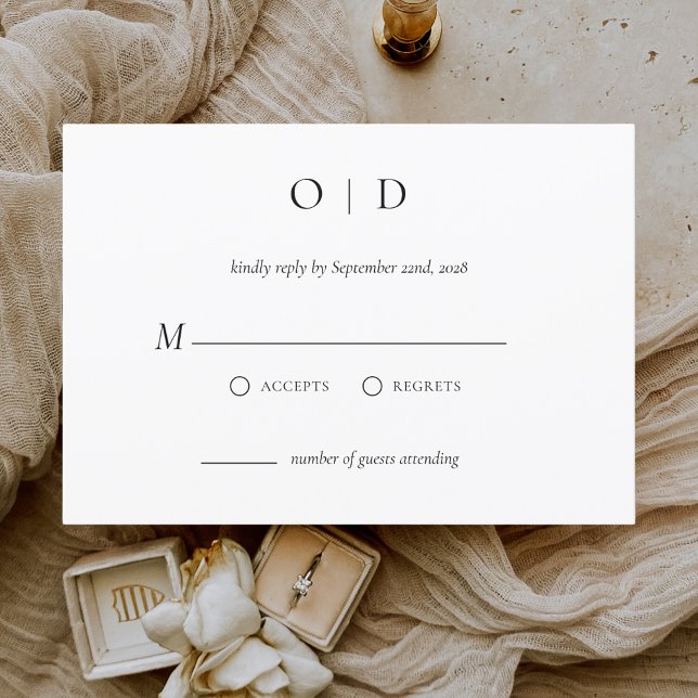 Convite Branco preto simples RSVP Elegante minimalista (Criador carregado)