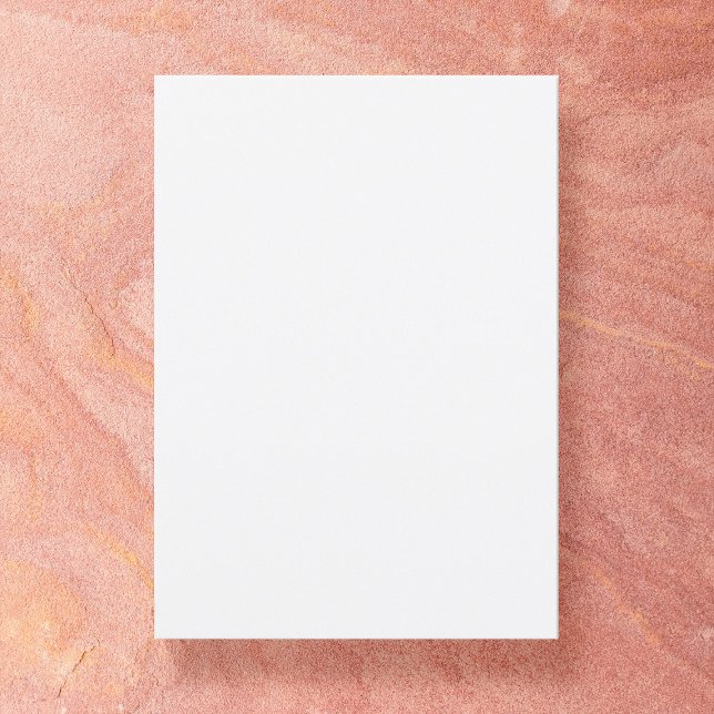 Convite Branco simples Vazio semirbrilhante de 5" x 7" Sal (Blank save the date 5"x7" white card on pink stone background)