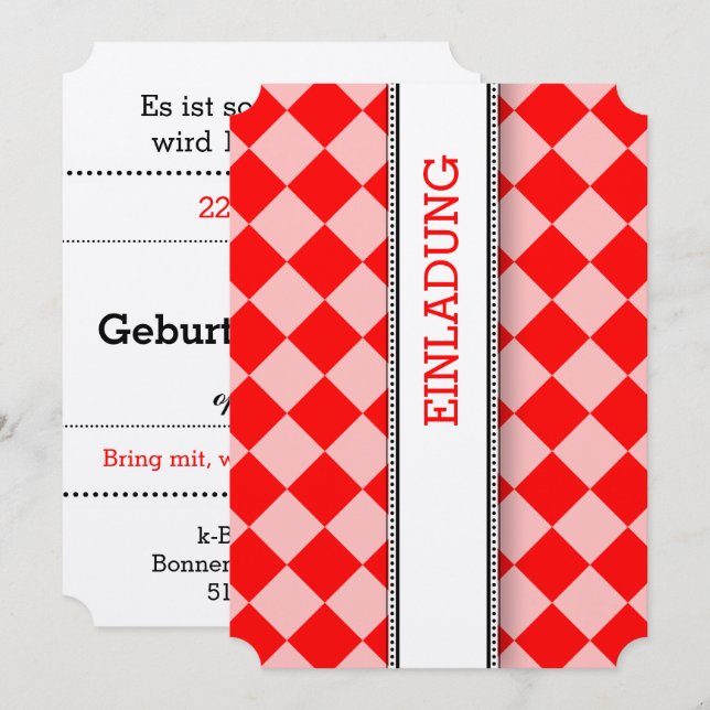 Convite branco vermelho (Frente/Verso)