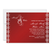 Convite branco vermelho do casamento no inverno do