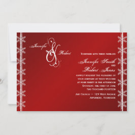 Convite branco vermelho do casamento no inverno do