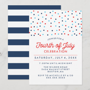 Convite Branco vermelho e azul Celebração do 4 de julho
