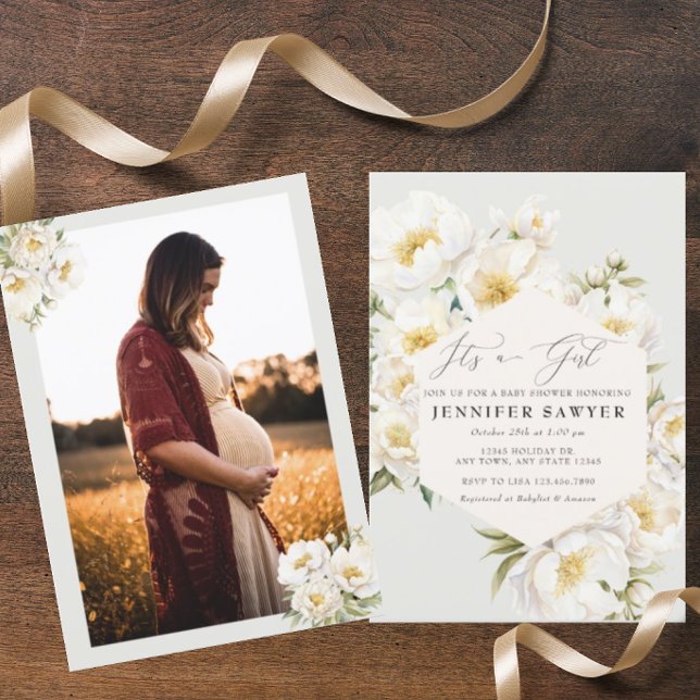 Convite Brancos | Chá de fraldas de fotos (Criador carregado)