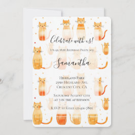 Convite Brancos de Gatinhos Laranja Brancos Aniversário