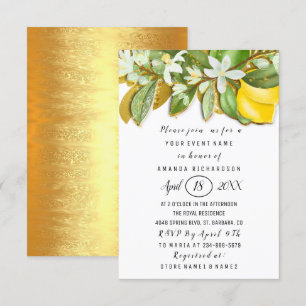 Convite Brancos de limão com ventilador de chá de panela
