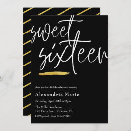 Convite Brancos Dourados Elegantes Modernos 16 Doce Aniver