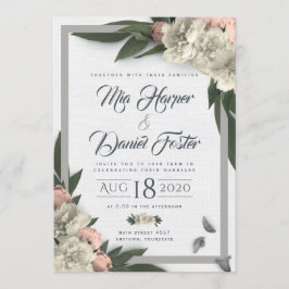 Convite Brancos e Pêssegos Florais