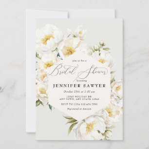 Convite Brancos Elegante Chá de panela Floral