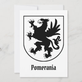 Convite Brasão de Armas da Pomerânia Preto e Branco Heráld