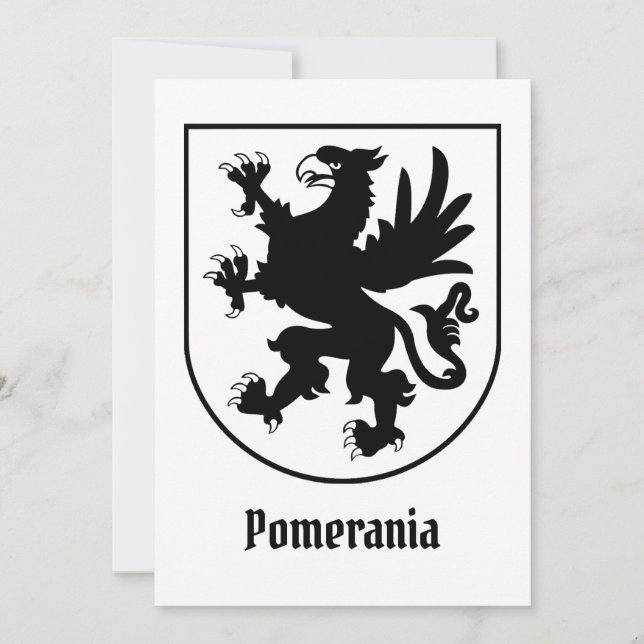 Convite Brasão de Armas da Pomerânia Preto e Branco Heráld (Frente)