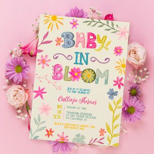 Convite Bravo bebê floral caprichoso moderno em chá floral