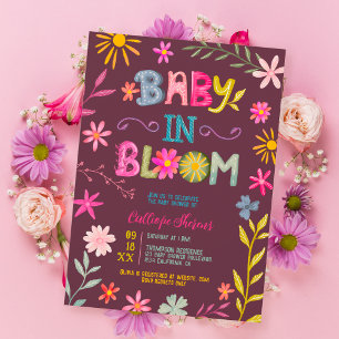 Convite Bravo bebê floral caprichoso moderno em chá floral