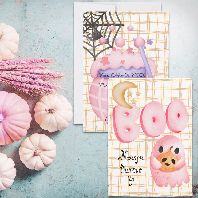Convite Bravo, fofo, fofo, com 4 anos (Boo its a cute halloween birthday invite)