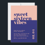 Convite Bravo Moderno Doce Dezesseis Vibes Rosa Aniversári<br><div class="desc">Celebrar o aniversário de 16 anos de sua filha ou amada em estilo com o nosso Convite de Aniversário Rosa 'Doce Dezesseis Vibes'! Este convite moderno e ousado é a forma perfeita de dar o tom a um doce e memorável partido de dezesseis. Projetado com tons de cor azul e...</div>