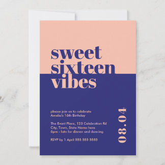 Convite Bravo Moderno Doce Dezesseis Vibes Rosa Aniversári