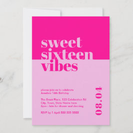 Convite Bravo Moderno Doce Dezesseis Vibes Rosa Aniversári