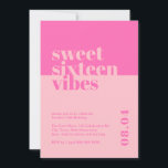 Convite Bravo Moderno Doce Dezesseis Vibes Rosa Aniversári<br><div class="desc">Celebrar o aniversário de 16 anos de sua filha ou amada em estilo com o nosso Convite de Aniversário Rosa 'Doce Dezesseis Vibes'! Este convite moderno e ousado é a forma perfeita de dar o tom a um doce e memorável partido de dezesseis. Projetado com matizes cor-de-rosa vibrantes e fontes...</div>
