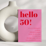Convite Bravo, Rosa Simples e Frio Vermelho 50º aniversári<br><div class="desc">Simples,  Brincadeira,  Rosa e Vermelho 50º Convite de Aniversário</div>