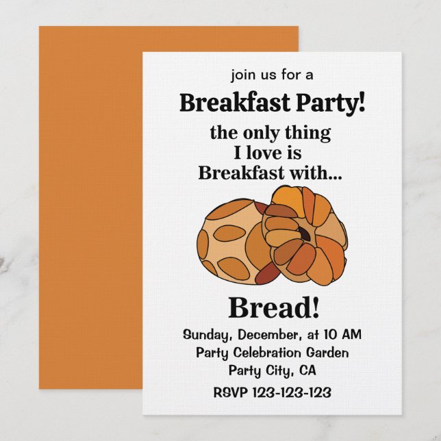 Convite Bread Loaf Breakfast Party (Frente/Verso)