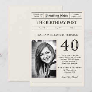 Convite "Breaking News" Foto do Posto de aniversário
