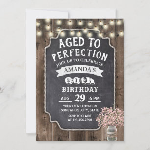 Convite Breath Mason Jar 60º Aniversário do Bebê Rosa Russ