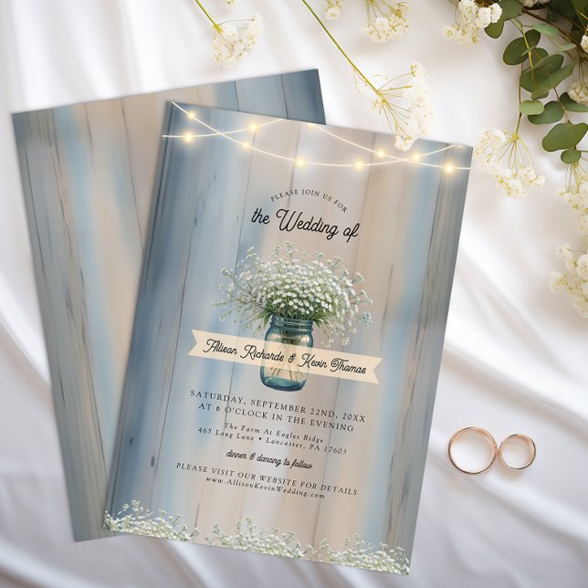 Convite Breath Mason Jar Wedding, Rustic Baby (Wedding invitation)