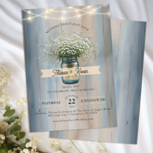 Convite Breath Mason Jar Wedding, Rustic Baby