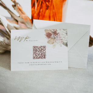 Convite BRENNA Bohemian Tropical Palm QR Code Weding RSVP