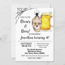Convite Breu e Boos Halloween Cerveja de crânio de anivers