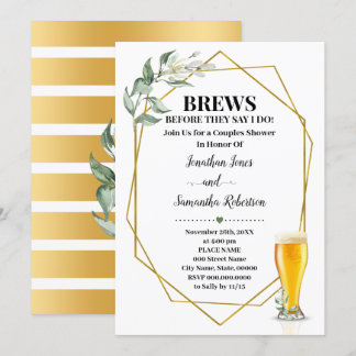 Convite Breve antes que eu faça Casais Dourados Greenery C
