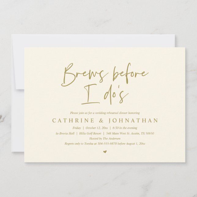 Convite Brew antes de mim, Janto de ensaio de casamento (Frente)