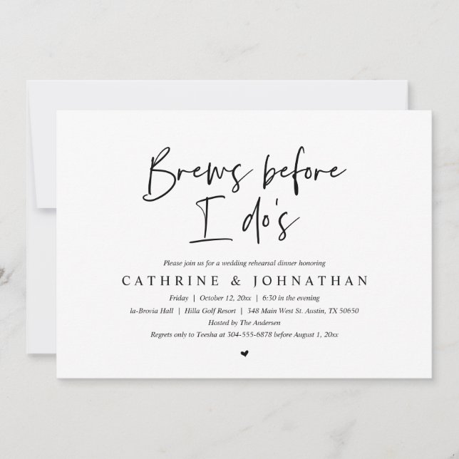 Convite Brew antes de mim, Janto de ensaio de casamento (Frente)
