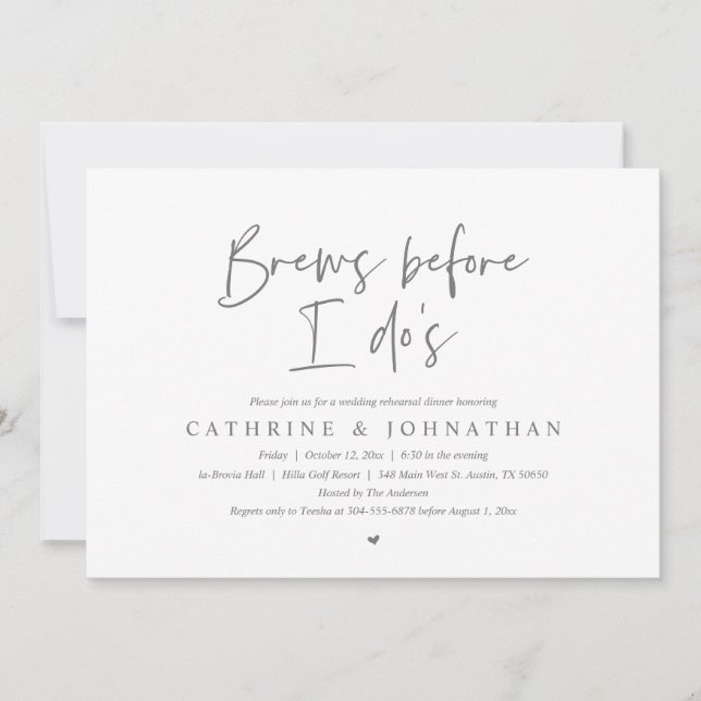 Convite Brew antes de mim, Janto de ensaio de casamento (Frente)