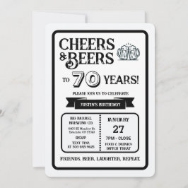 Convite Brewery Pub Birthday Cheers and Beers to 70 Years