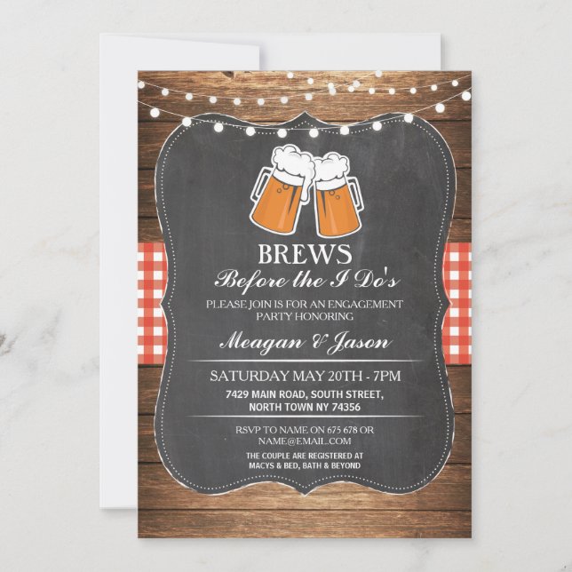 Convite Brews antes da Festa de noivado do I Do's Convide (Frente)
