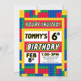Convite Brick Builder Customizable Birthday Invitation