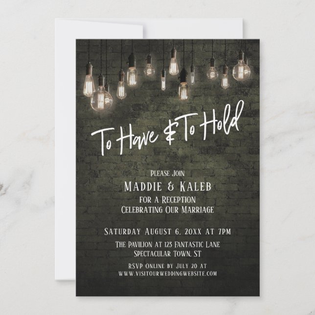 Convite Brick Edison industrial Luzes para ter e segurar (Frente)