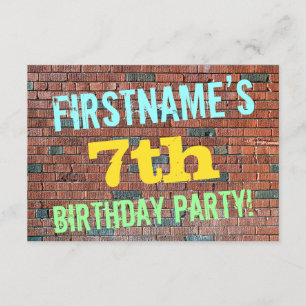 Convite Brick Wall Grafite inspirado 7 Aniversário + Nome